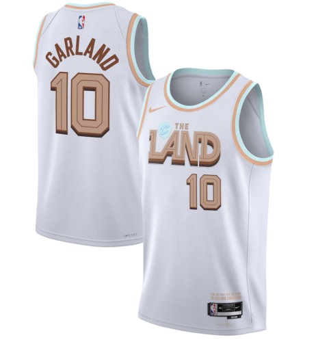 Men's Cleveland Cavaliers #10 Darius Garland 2022/2023 White City Edition Stitched Basketball Jersey - Click Image to Close